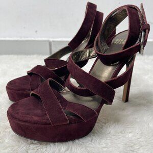 Stuart Weitzman Women's Burgundy Purple Suede Platform Heels Shoes Size 6.5